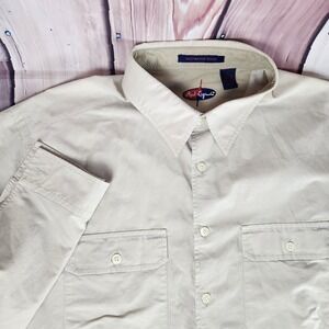 Reel Legends Saltwater Solid Mens XL Long Sleeve‎ Button Up Fishing Shirt Tan